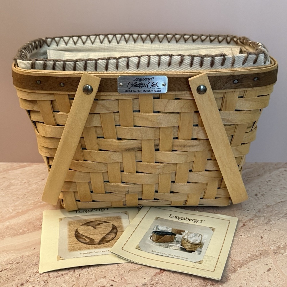 Longaberger Collectors Club 2006 Charter Club Member Heartwood Basket Snap Liner